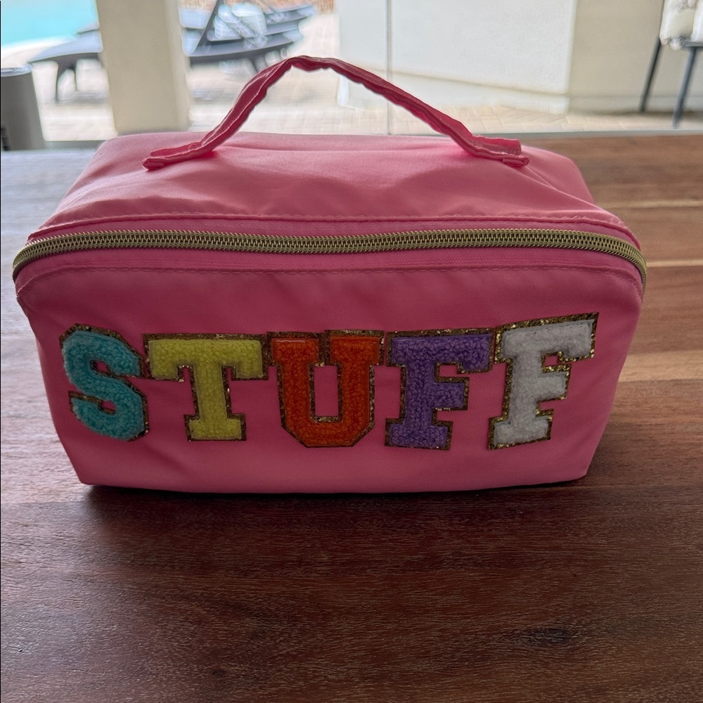 Pink 'STUFF' Cosmetic/Travel Case